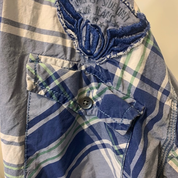 DKNY Blue plaid mens LG button up. Used and loved. - Picture 3 of 6